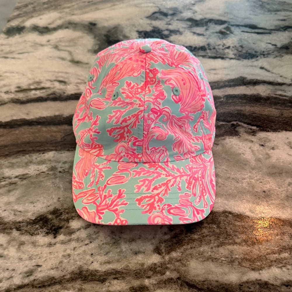 Lilly Pulitzer Pink and Blue Coral Print Hat
